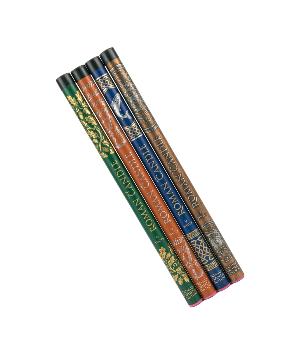 C009 CUSTOMIZABLE PACKAGING 9 SHOTS WITH EFFECT VIDEO ROMAN CANDLES