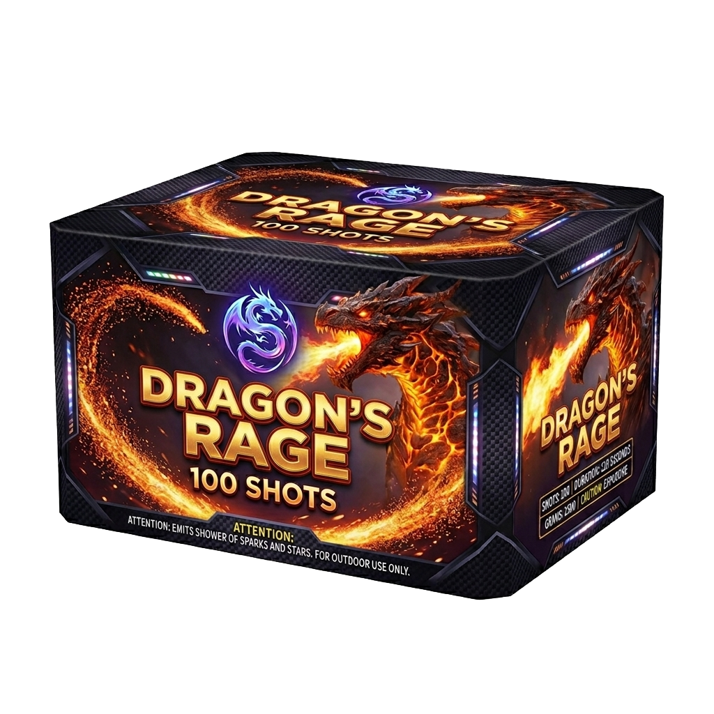 DRAGON'S RAGE 100 SHOTS WITH 1.2" TUBE